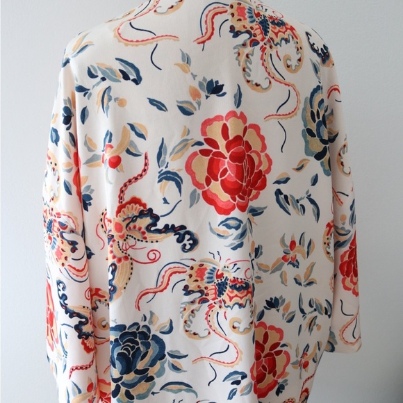 Zara TRF Outerwear Floral Duster Kimono Sleeve Open Front Size S/M - Picture 6 of 9